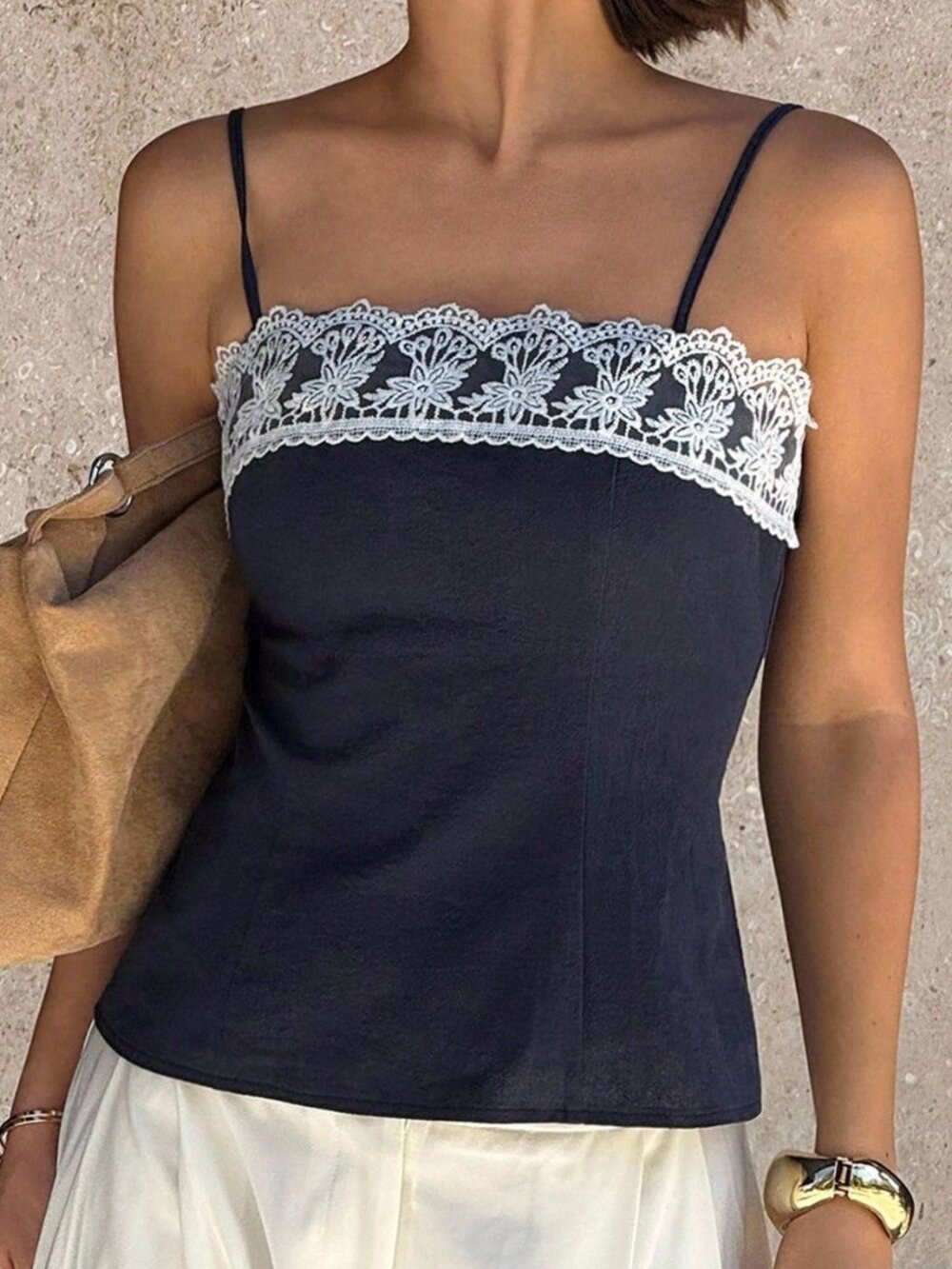 Navy Blue Casual Women's Camisole Tank - Picture 5 of 6